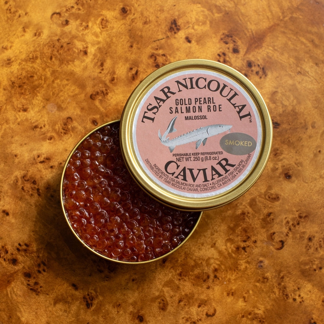 Pearl Roe Smoked Gold Pearl Salmon Roe - Tsar Nicoulai – Tsar Nicoulai Caviar