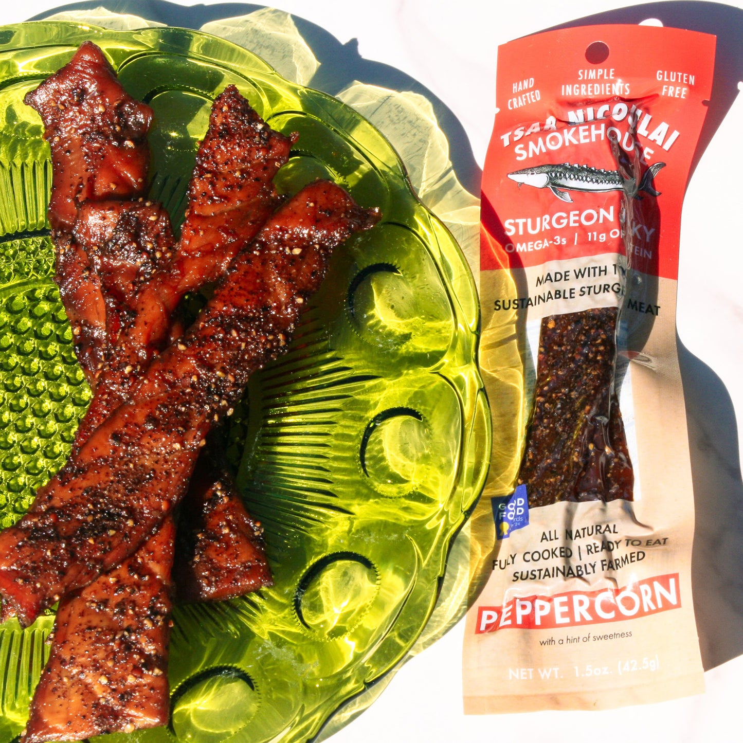 1.5 oz Peppercorn Sturgeon Jerky