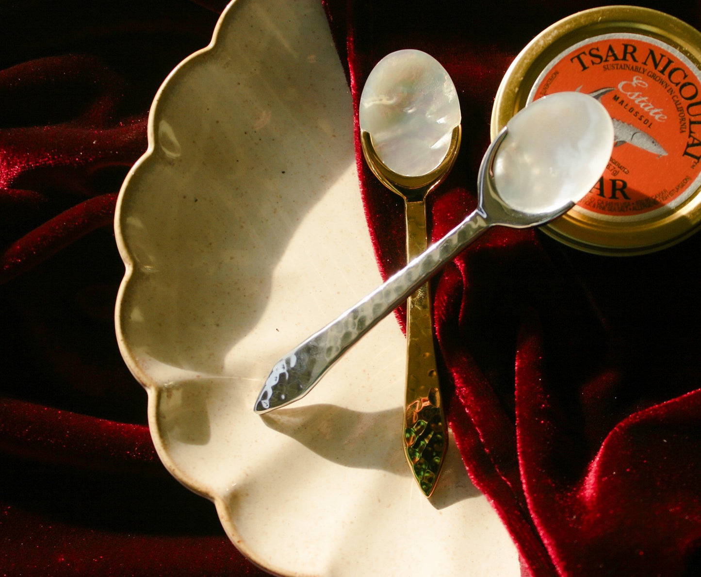 Hammered Mother of Pearl Spoon